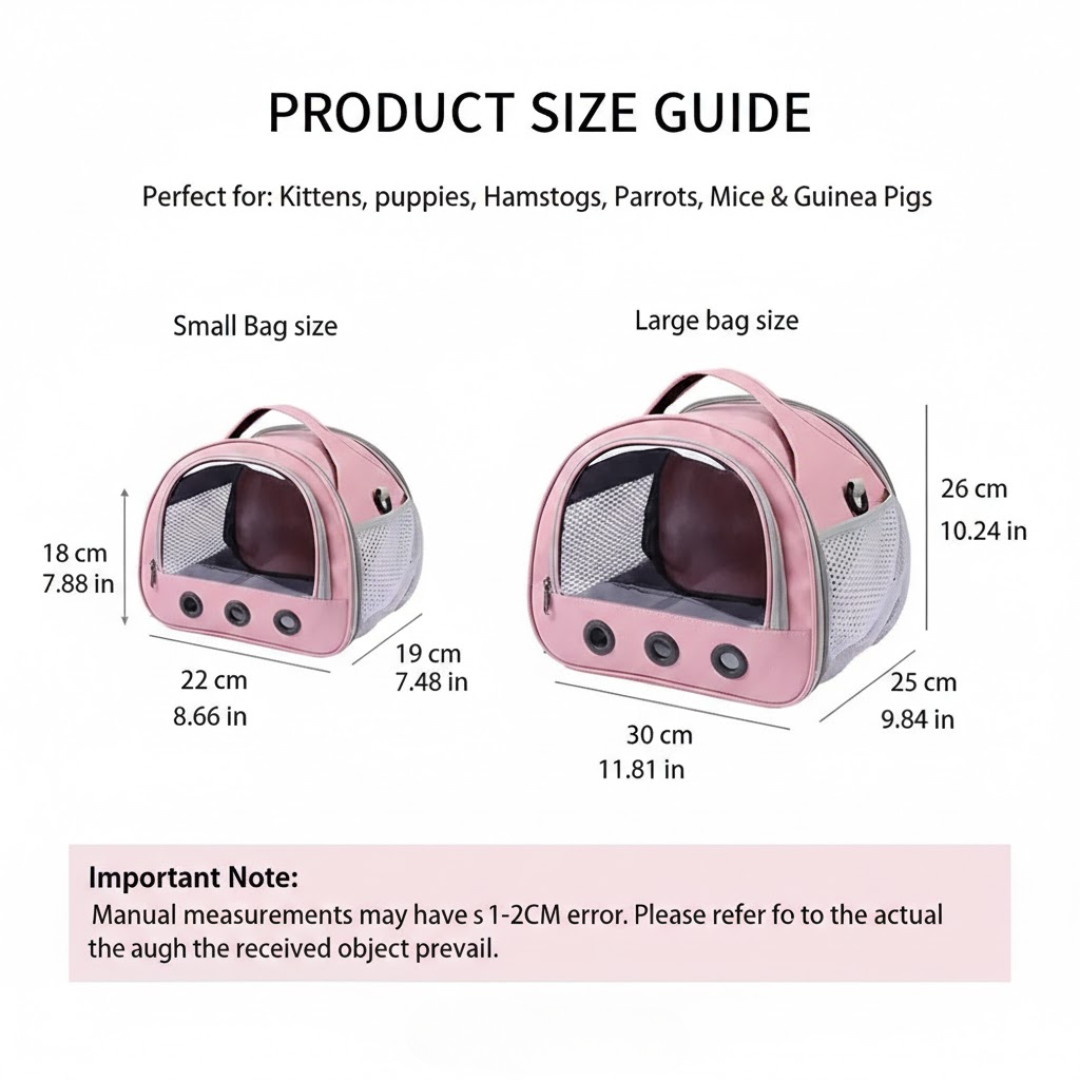 Breathable Mesh Carrier | Small Animal Travel Bag with Clear Window