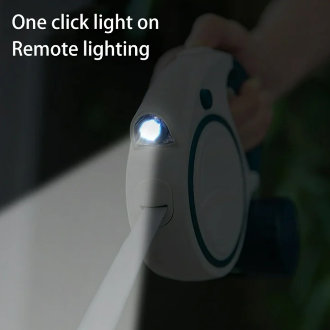 Retractable LED Dog Leash – Night Safety & Waste Bag Dispenser