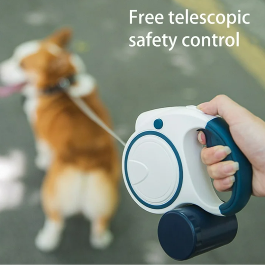Retractable LED Dog Leash – Night Safety & Waste Bag Dispenser
