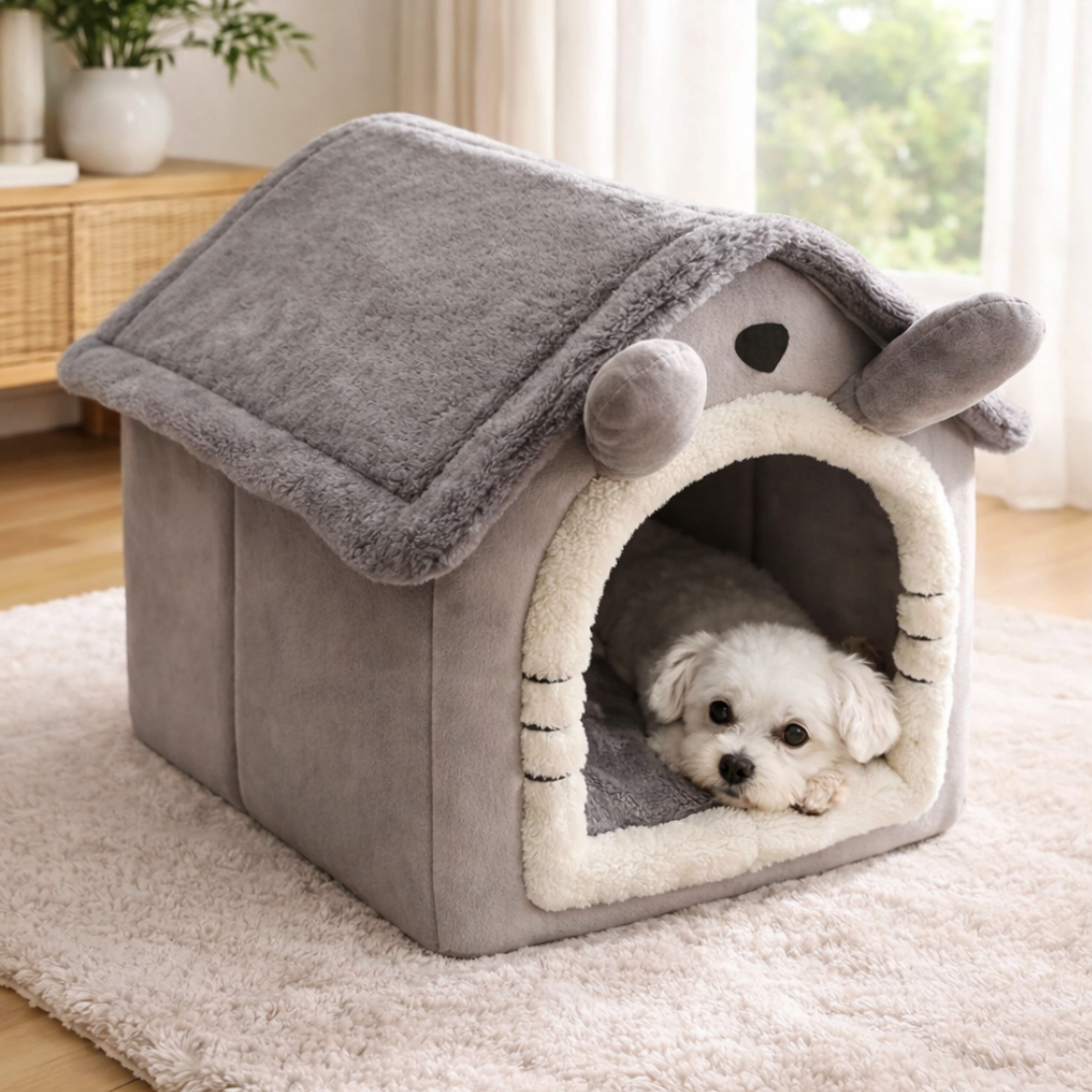 Cozy Indoor Dog House – Foldable Warmth & Anxiety Relief