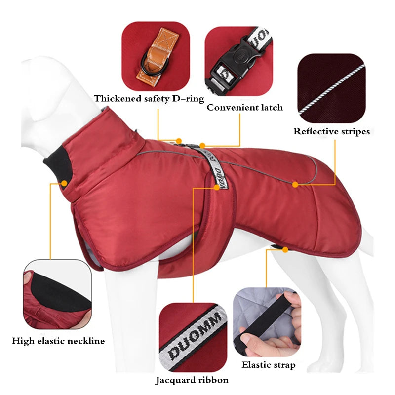 Winter Coat for Dogs | Large Dog Adjustable Reflective Jacket