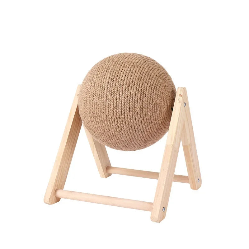 Wooden Sisal Cat Scratching Ball – Interactive Furniture Protector