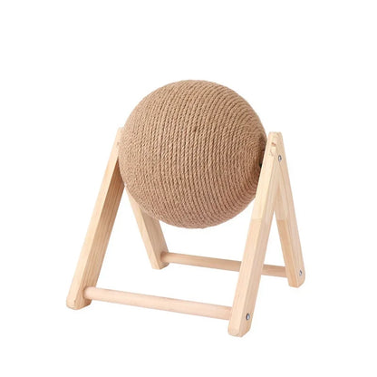 Wooden Sisal Cat Scratching Ball – Interactive Furniture Protector