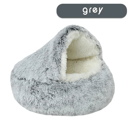 Calming Hooded Cat Bed – Anti-Anxiety Plush Cave & Self-Warming Nest