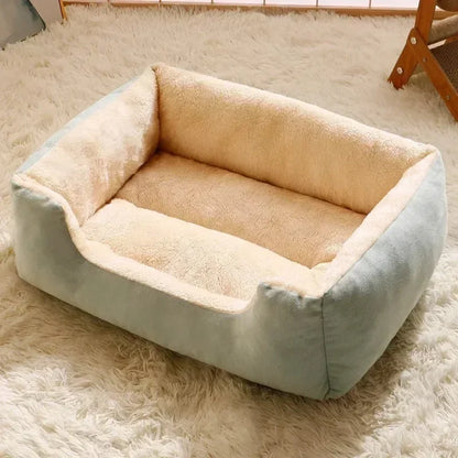 Cozy Rectangular Plush Pet Bed – Scratch-Resistant & High Rebound Nest