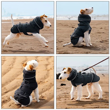 Waterproof Dog Coat with Harness | High Neck & Reflective Strips