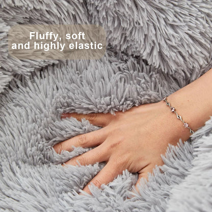 Ultra-Soft Fluffy Plush Dog Bed – Calming Bear Paw & Winter Nest