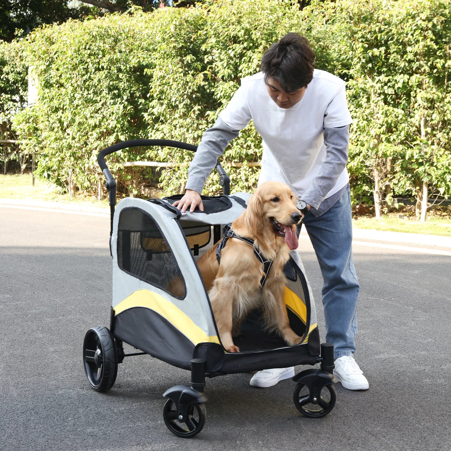 Heavy Duty Foldable Large Dog Stroller – All-Terrain Jogger for Big Breeds