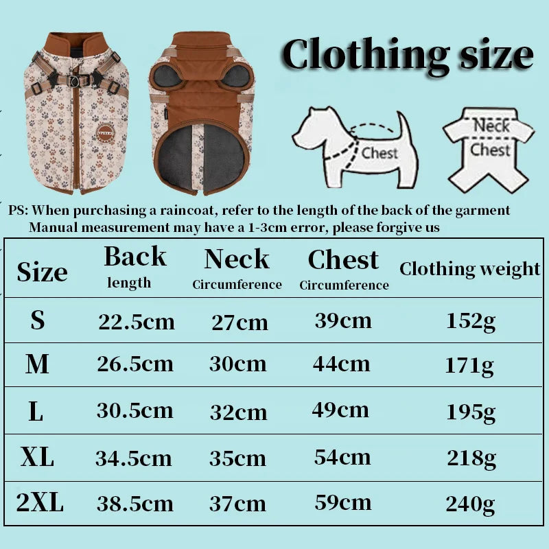 Waterproof Dog Coat | Fleece-Lined & Harness for Easy Walking