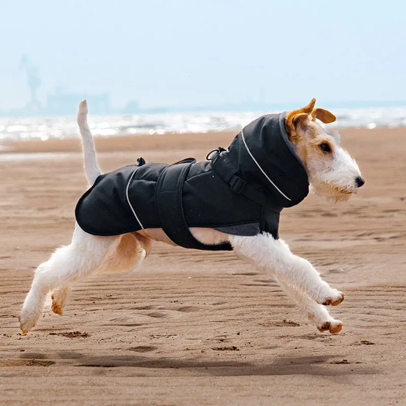 Waterproof Dog Coat with Harness | High Neck & Reflective Strips