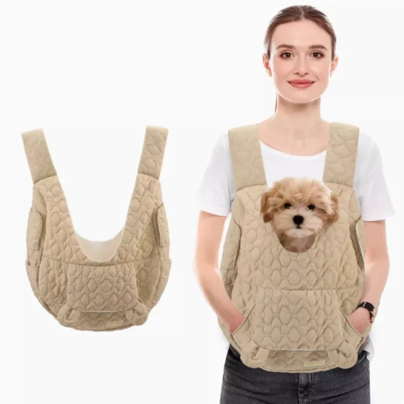 Pet Carrier with Kangaroo Pocket | Quilted Design for Small Dog & Cat