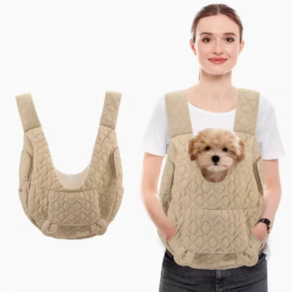 Pet Carrier with Kangaroo Pocket | Quilted Design for Small Dog & Cat