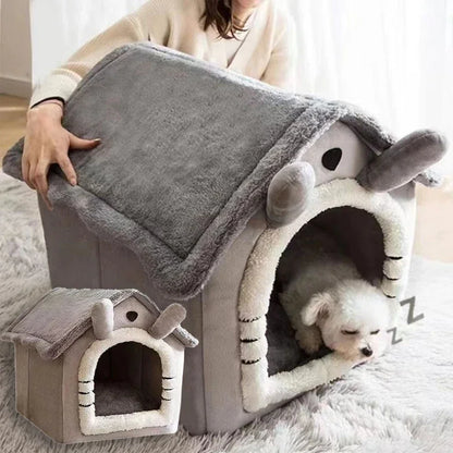 Cozy Indoor Dog House – Foldable Warmth & Anxiety Relief