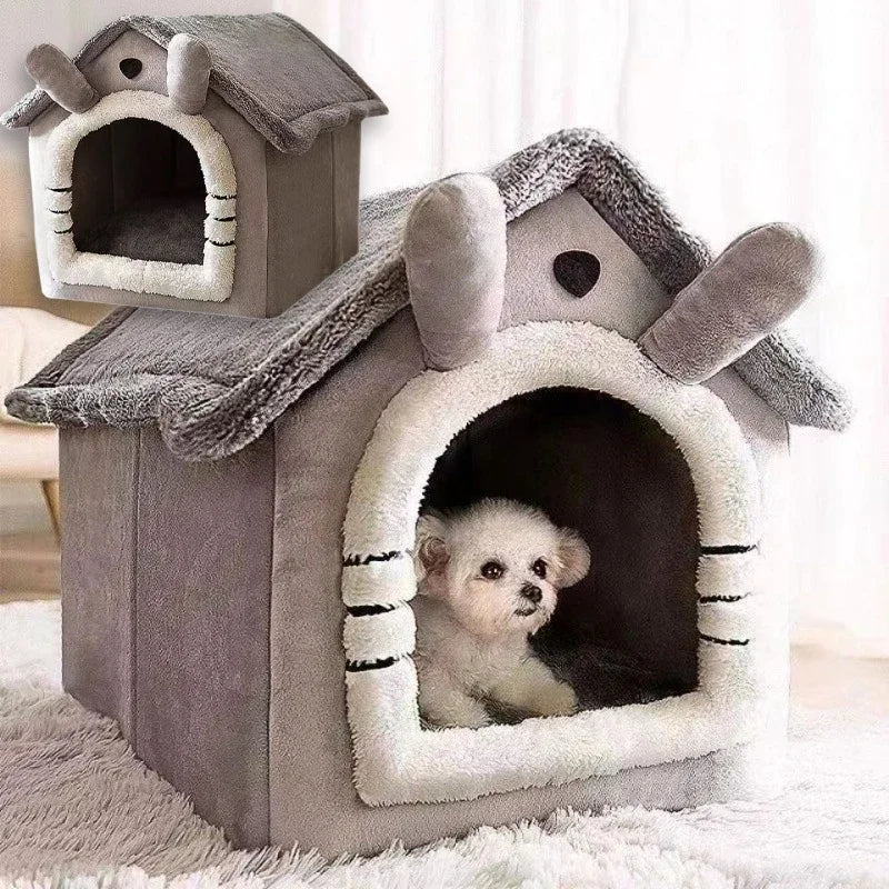Cozy Indoor Dog House – Foldable Warmth & Anxiety Relief
