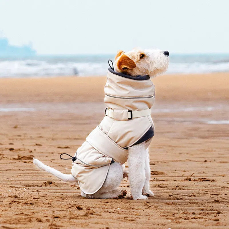 Waterproof Dog Coat with Harness | High Neck & Reflective Strips