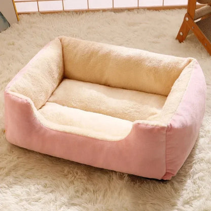 Cozy Rectangular Plush Pet Bed – Scratch-Resistant & High Rebound Nest