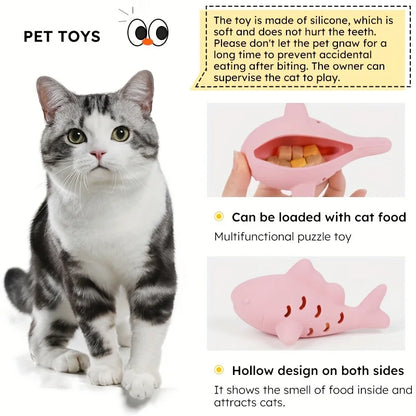 Silicone Fish Cat Treat Toy – Bite-Resistant Dental Dispenser