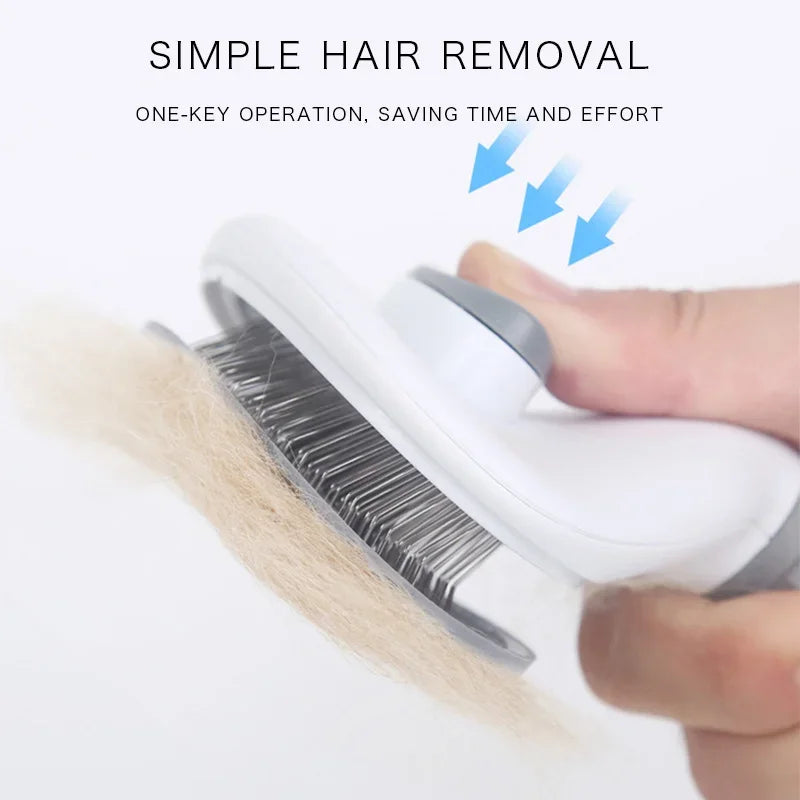 Self-Cleaning Slicker Grooming Brush – One-Click Deshedding & Massage Tool