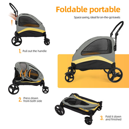 Heavy Duty Foldable Large Dog Stroller – All-Terrain Jogger for Big Breeds