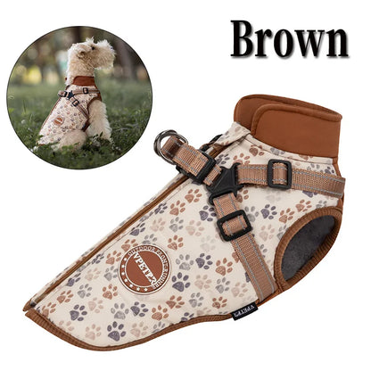 Waterproof Dog Coat | Fleece-Lined & Harness for Easy Walking