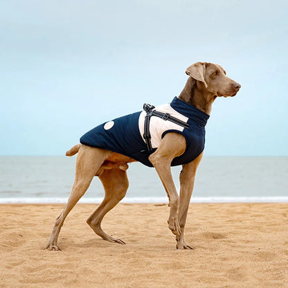 Waterproof Dog Coat with Harness | High Neck & Reflective Strips