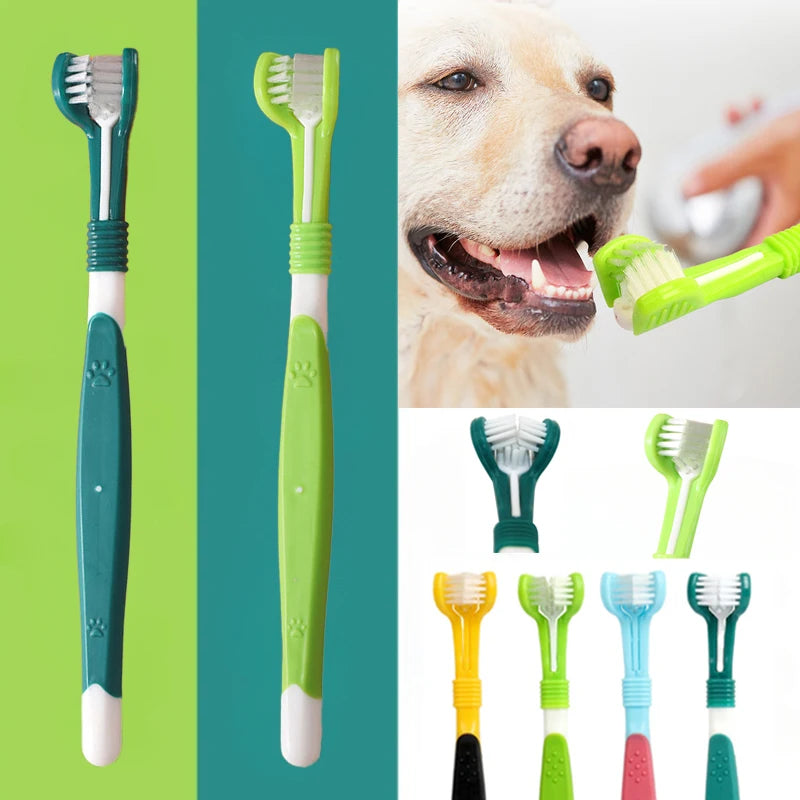 3-Sided Pet Dental Toothbrush – 360° Tartar Removal & Gum Care