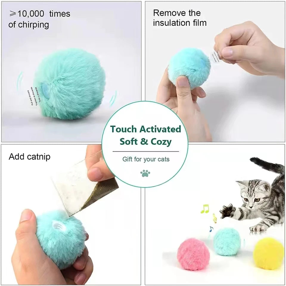 Interactive Chirping Cat Ball – Smart Touch Sound & Catnip Toy