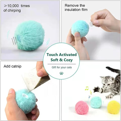 Interactive Chirping Cat Ball – Smart Touch Sound & Catnip Toy