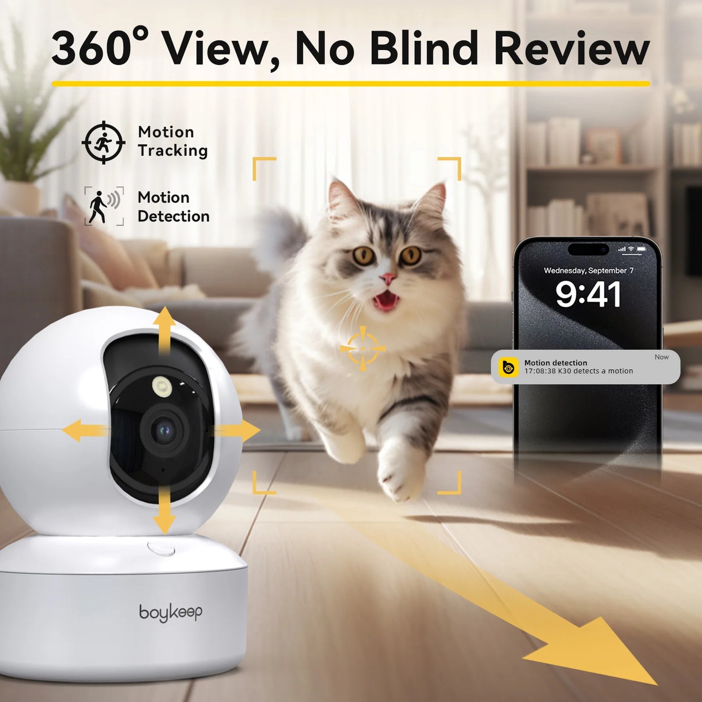 360 Indoor Security Camera | Motion Tracking, 2K Night Vision & WiFi