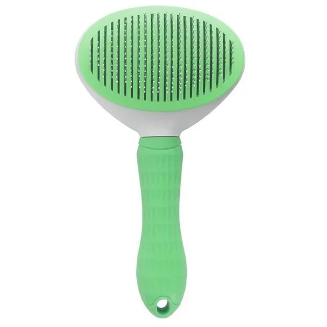 Self-Cleaning Slicker Grooming Brush – One-Click Deshedding & Massage Tool