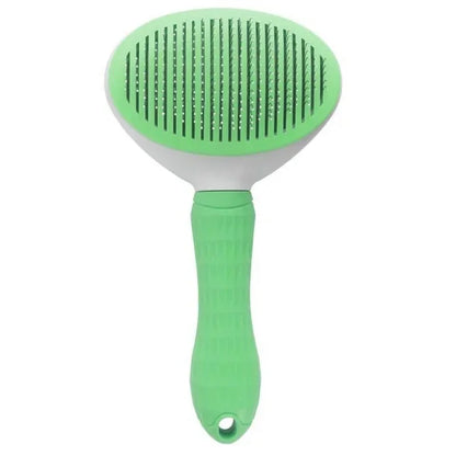 Self-Cleaning Slicker Grooming Brush – One-Click Deshedding & Massage Tool
