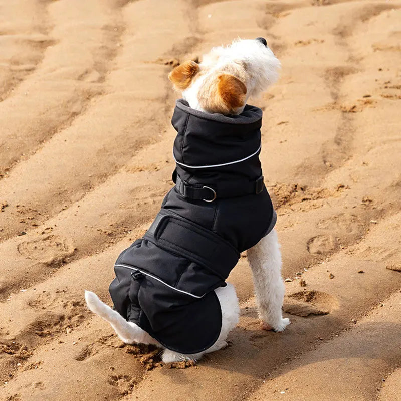 Waterproof Dog Coat with Harness | High Neck & Reflective Strips