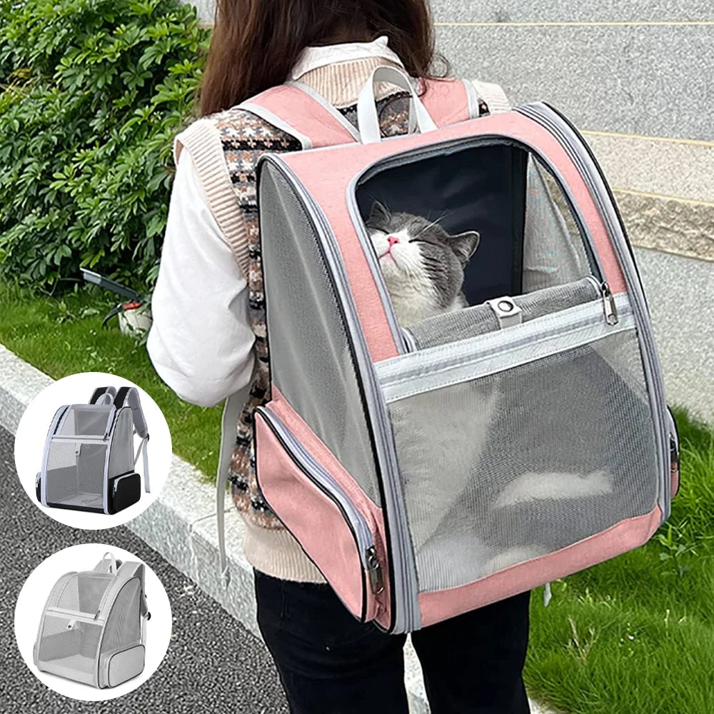 Breathable Mesh Pet Backpack – Foldable Ventilated Hiking Carrier