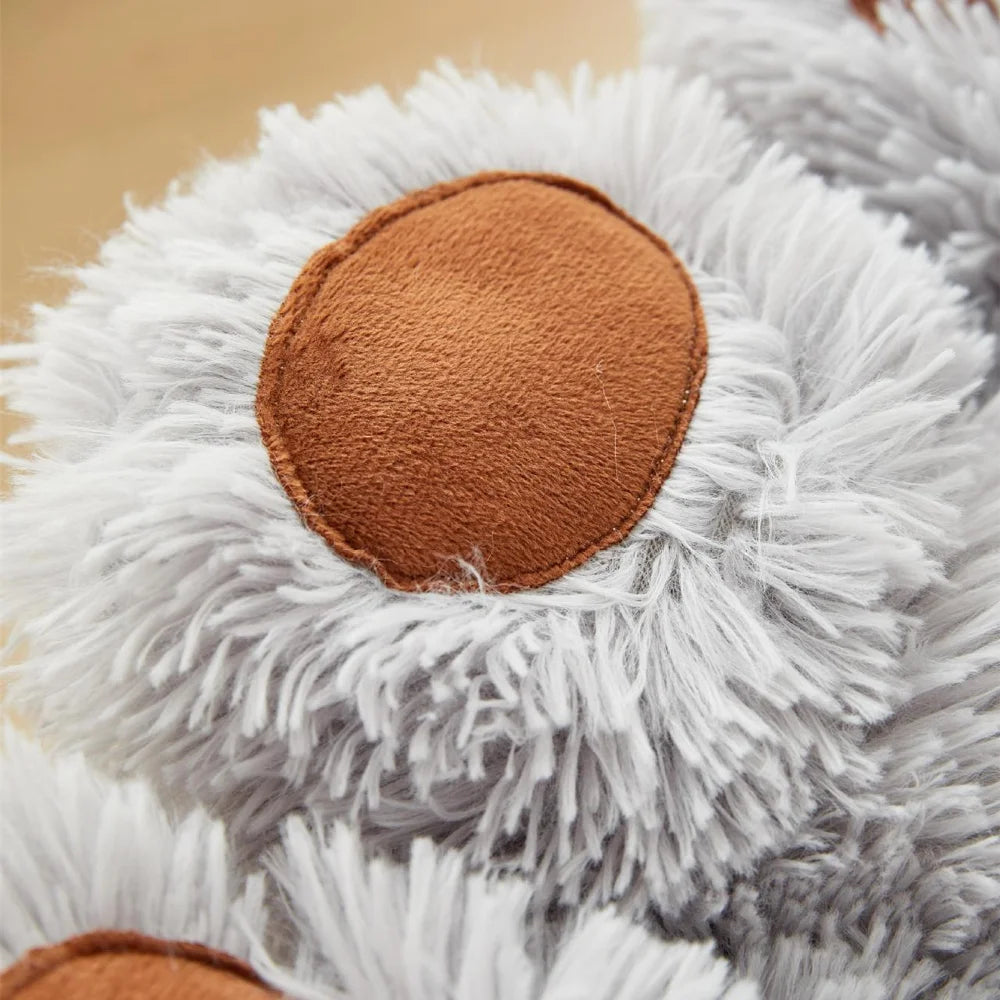 Ultra-Soft Fluffy Plush Dog Bed – Calming Bear Paw & Winter Nest