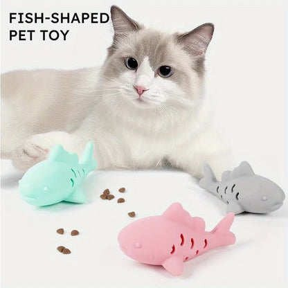 Silicone Fish Cat Treat Toy – Bite-Resistant Dental Dispenser
