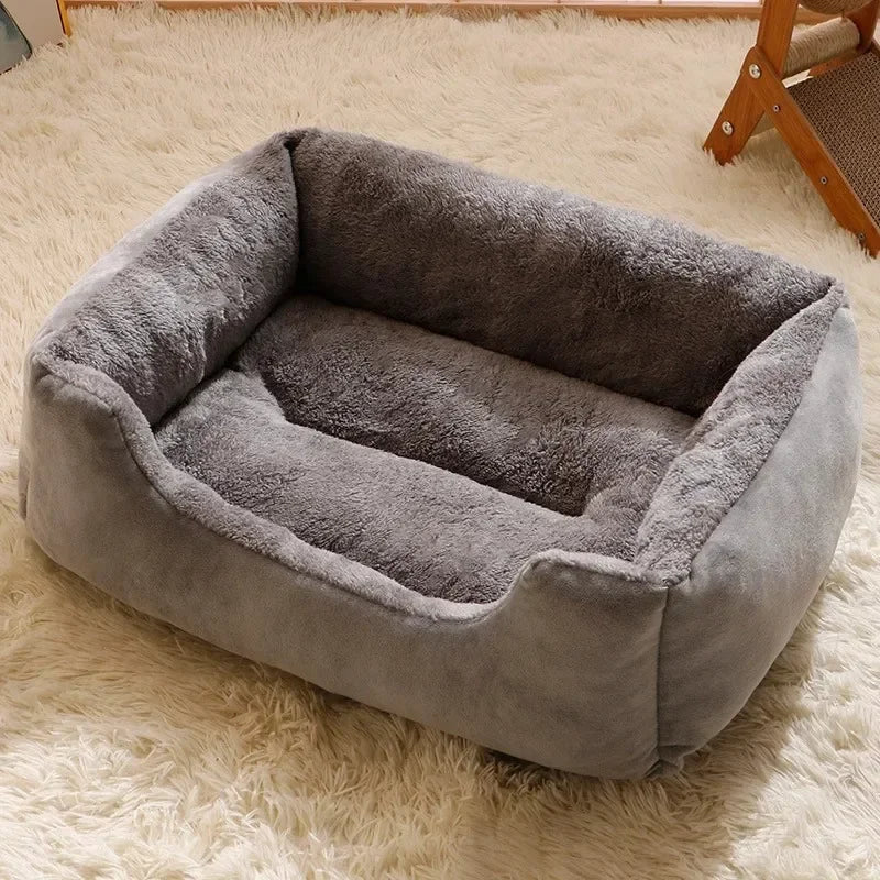 Cozy Rectangular Plush Pet Bed – Scratch-Resistant & High Rebound Nest