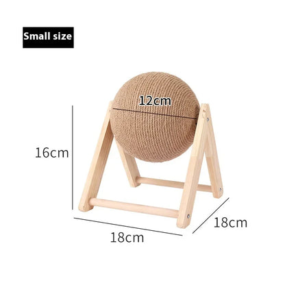 Wooden Sisal Cat Scratching Ball – Interactive Furniture Protector