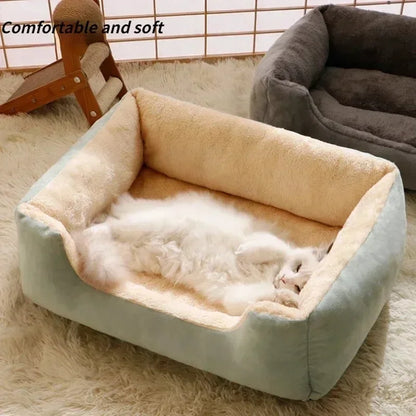 Cozy Rectangular Plush Pet Bed – Scratch-Resistant & High Rebound Nest