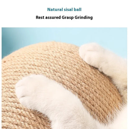 Wooden Sisal Cat Scratching Ball – Interactive Furniture Protector