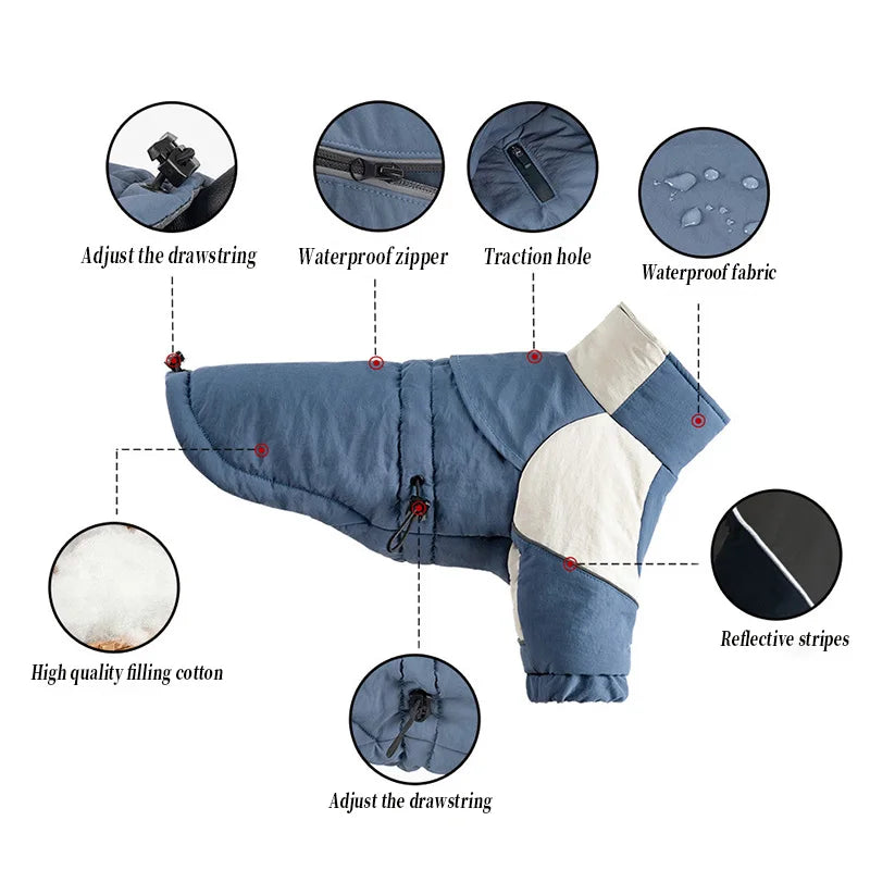 Winter Waterproof Dog Coat | Thermal Filling & Back Zip Fit