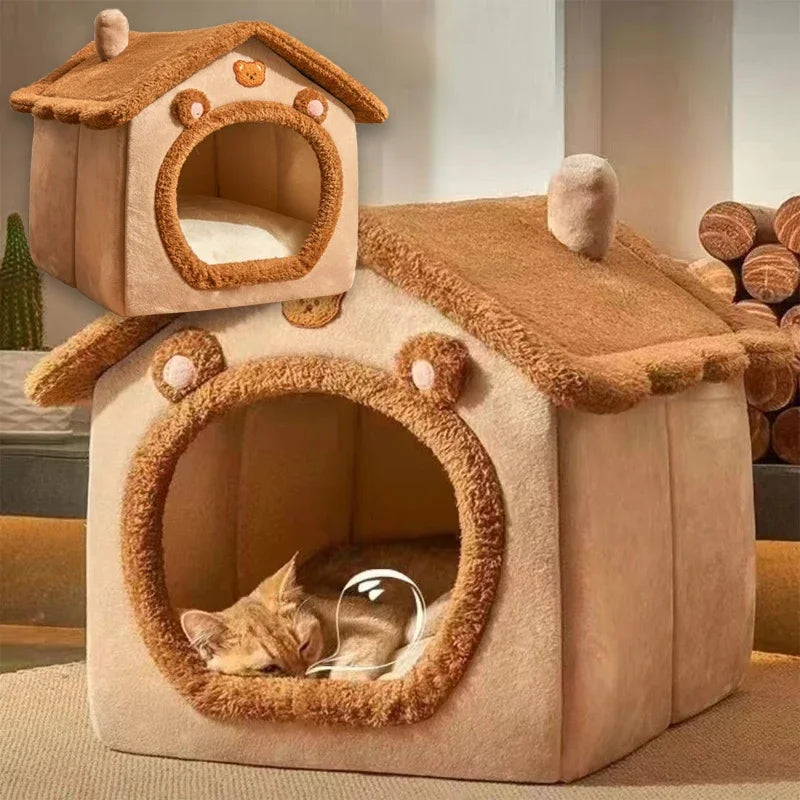 Cozy Indoor Dog House – Foldable Warmth & Anxiety Relief
