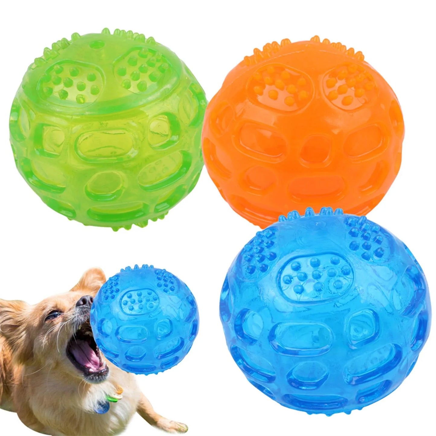 Durable Squeaky Dog Chew Ball – Teeth Cleaning & High Bounce Toy