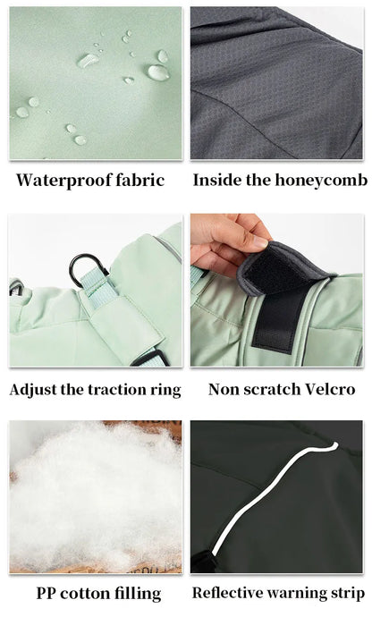 Waterproof Dog Coat with Harness | High Neck & Reflective Strips