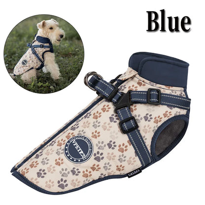 Waterproof Dog Coat | Fleece-Lined & Harness for Easy Walking