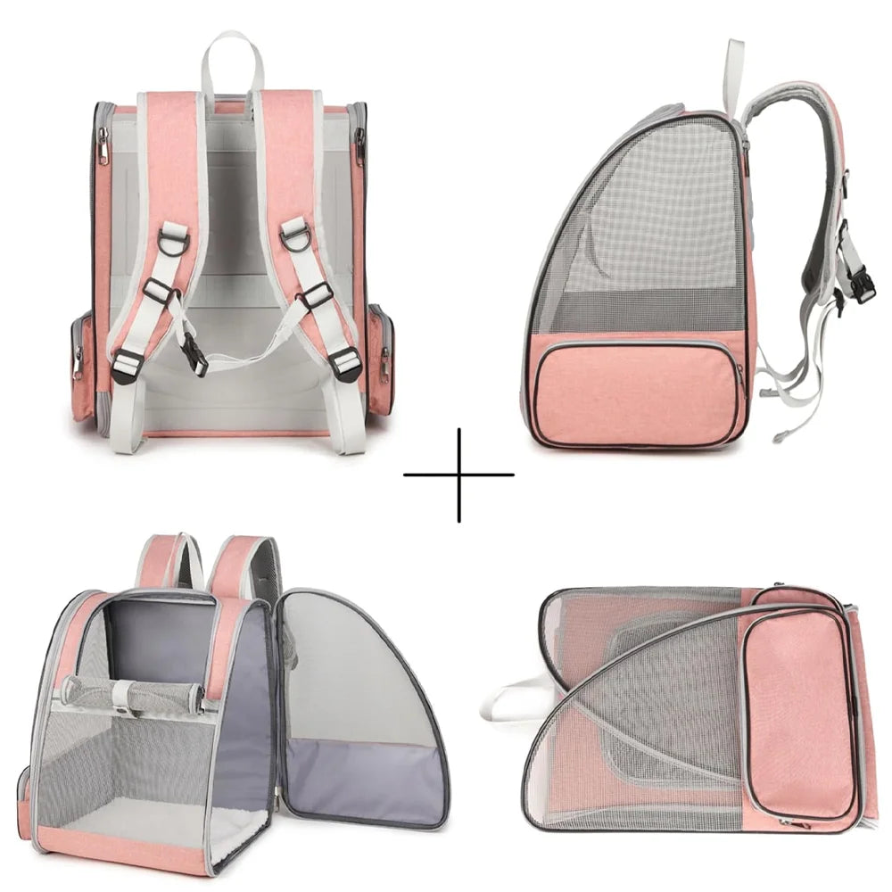Breathable Mesh Pet Backpack – Foldable Ventilated Hiking Carrier