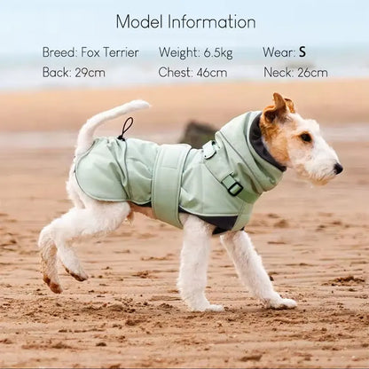 Waterproof Dog Coat with Harness | High Neck & Reflective Strips