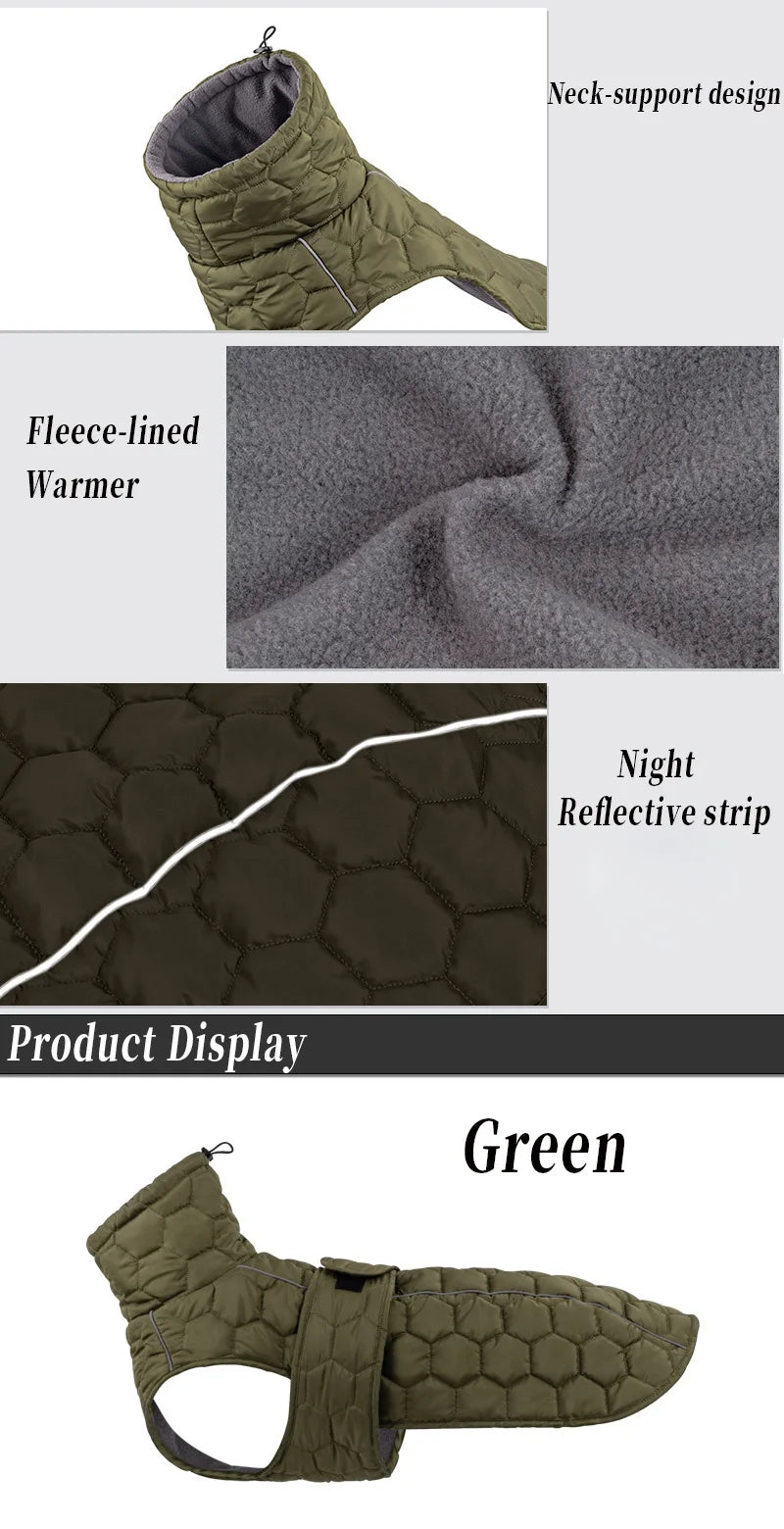 High Neck Dog Coat | Polar Fleece Lining & Reflective Winter Jacket
