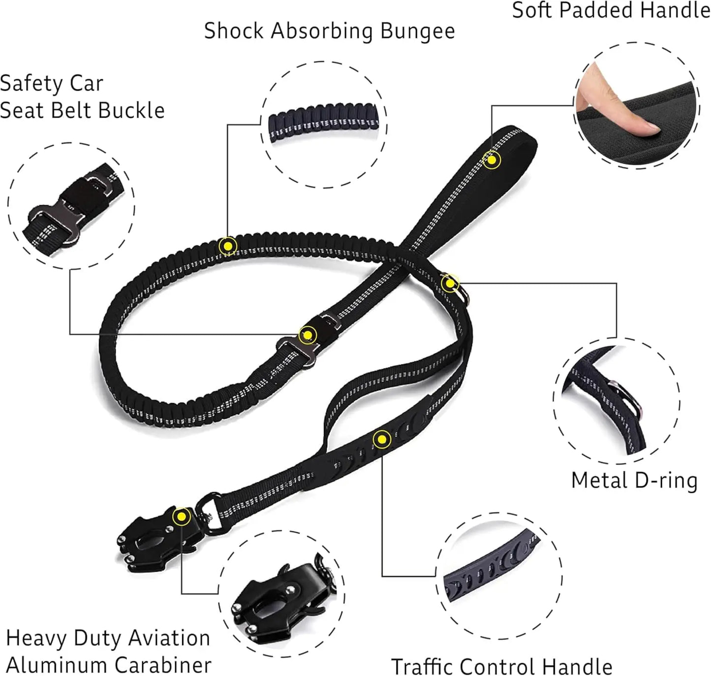 Tactical Bungee Dog Lead | Shock Absorbing, Car Safety & Control Handle