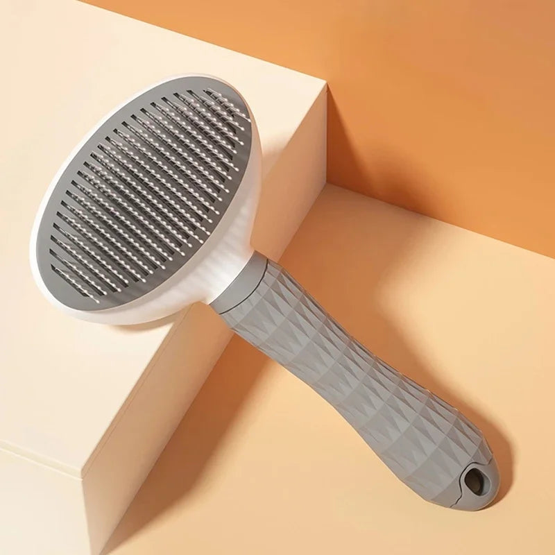 Self-Cleaning Slicker Grooming Brush – One-Click Deshedding & Massage Tool