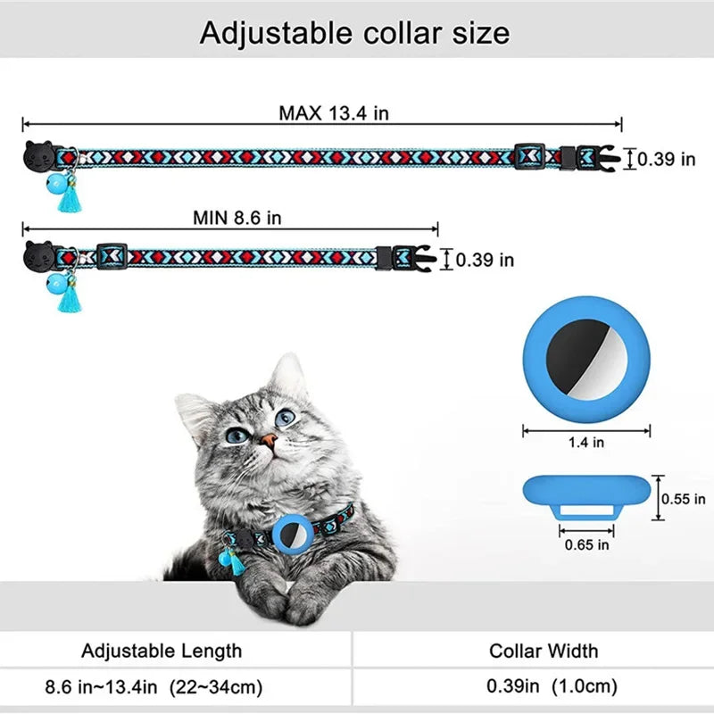 Reflective AirTag Cat Collar Holder – Safety Breakaway & Anti-Lost